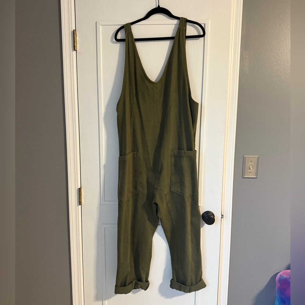 Free People Olive Green Overalls